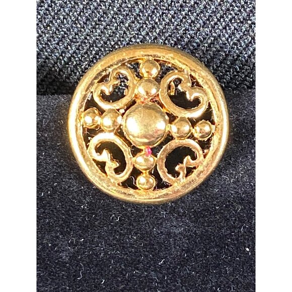 M&S Vintage Gold-Tone Filigree Clip-On Earrings J0207 - Picture 2 of 8